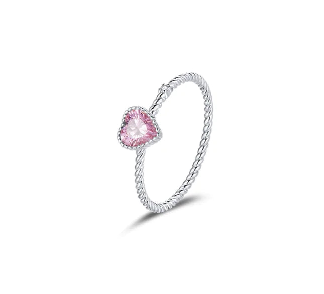 Zilver Roze liefdes ring