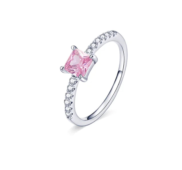 Zilver Roze liefdes ring